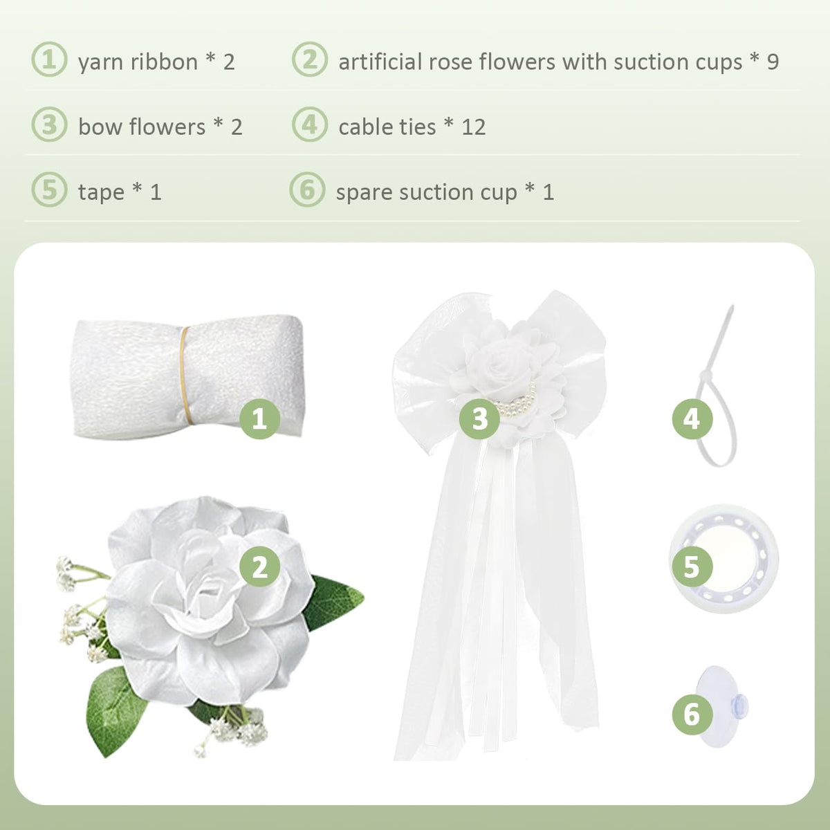 WAYUTO Artificial Wedding Car Decorations Kit - Flowers, Ribbon Bows & More for Wedding Party