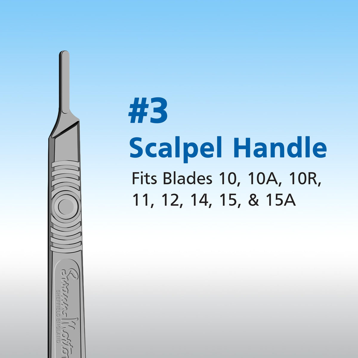 Swann Morton Scalpel Handle No. 3 - Stainless Steel, Fits Blades 10, 10A, 10R, 11, 12, 14, 15, & 15A, Esthetician Tools to Dermaplane, Surgical Knife Handle, Medical Grade Precision Instrument