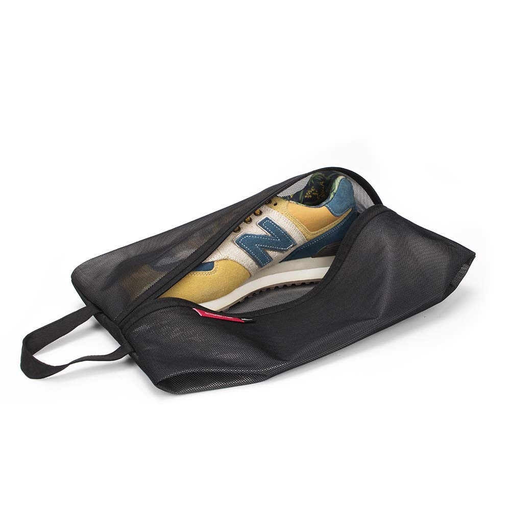 pack all Shoe Bag for Travel, Water-Resistant Shoe Pouch for Gym, Odor-Resistant Soccer Cleats Bag for Sport (Black, 1-Pack)