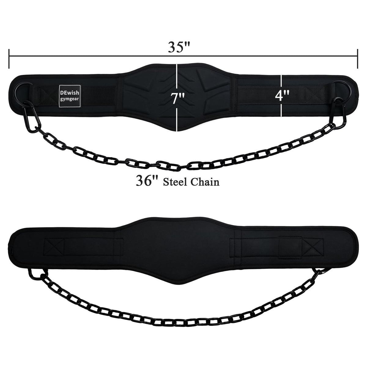 Weightlifting Belt with 41 IN Steel Chain Dip Belt for GYM Workout, Pull Ups, Crossfit, Weight Lifting, Squat, Training, Fitness (Black)