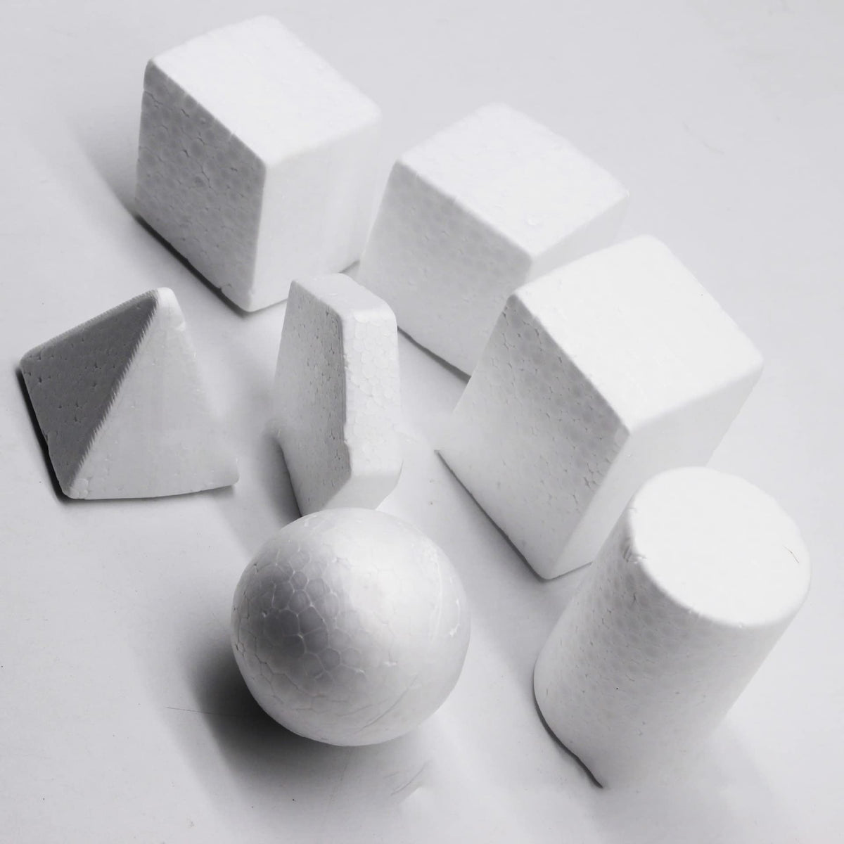 SOUJOY 32 Pack White Foam Shape, 8 Shapes Craft Foam Ball, Kid DIY Art Foam Cone for Home, School Craft Project, Table Centerpiece Flower Arrangement Props