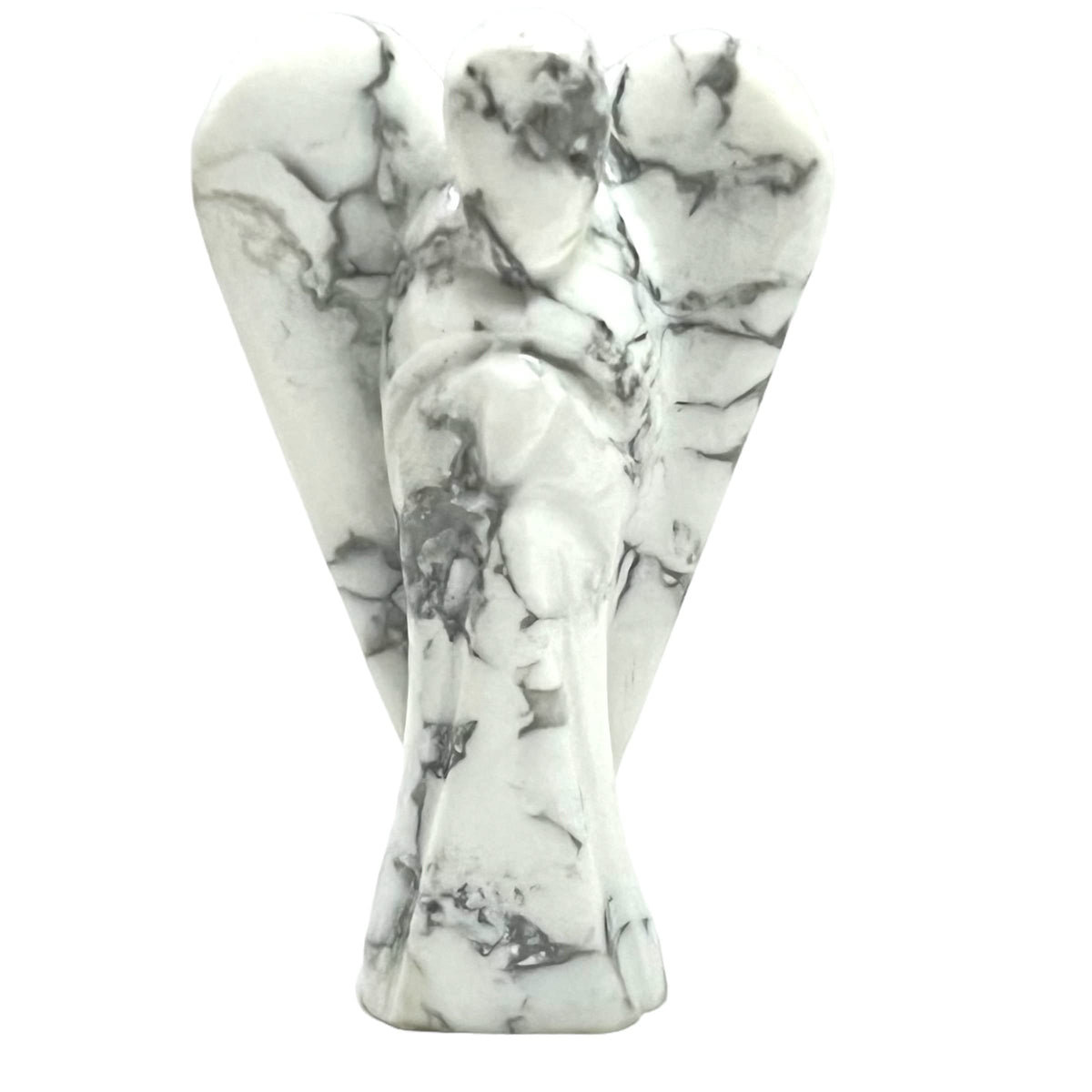 ANAYA AGATE Howlite Angel Statue 2" Certified Gemstone Guardian Angel Natural Crystal Hand-Carved Angel Charms for Calmness, Awareness, Peace, Self-Control & Positive Energy Crystal Figurines Decor