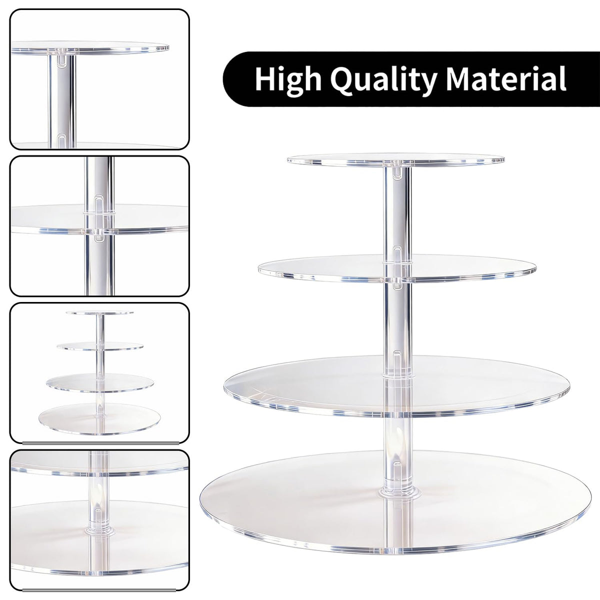 Vankcp 1 Pcs Cupcake Stand, 4-Tier Round Acrylic Cupcake Display Stand for 50 Cupcakes, Clear 4 Tier Cupcake Stand for Wedding Birthday Party，Halloween