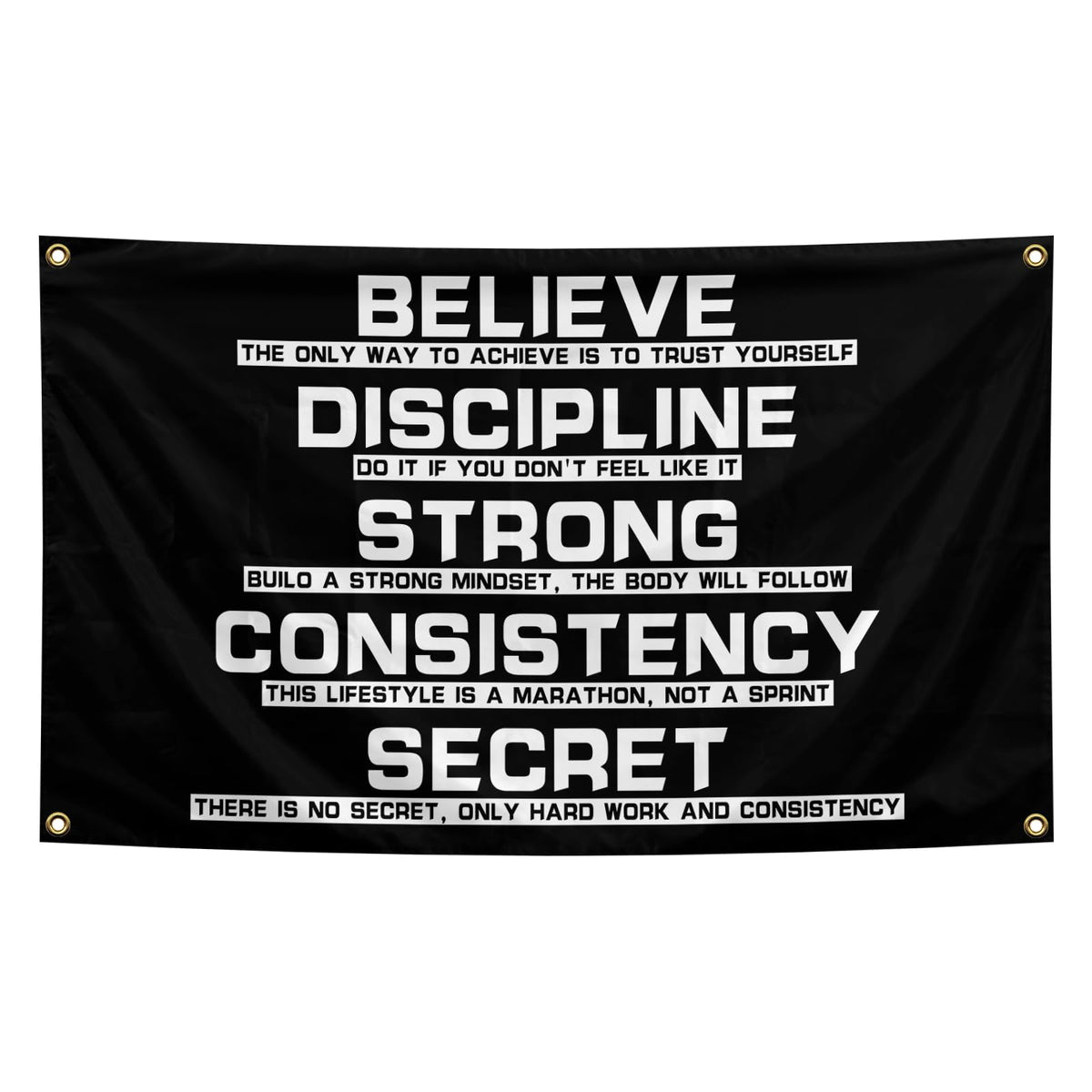 Believe Discipline Motivational Flag 3x5 Feet with 4 Brass Washers for College Dorm Study Man Cave Gym Office Bedroom Motivational Wall Decor. (Discipline Motivational Flag)