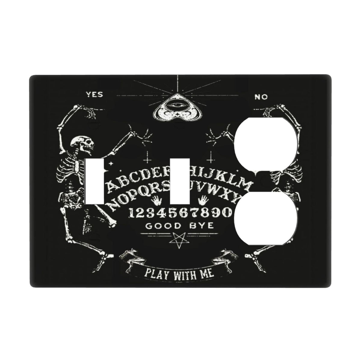Gothic Skull Mysterious Skeleton 3 Gang Combination 2 Toggle 1 Duplex Receptacle Outlet Covers Light Switch Cover Combo Wallplate Decorative Faceplate