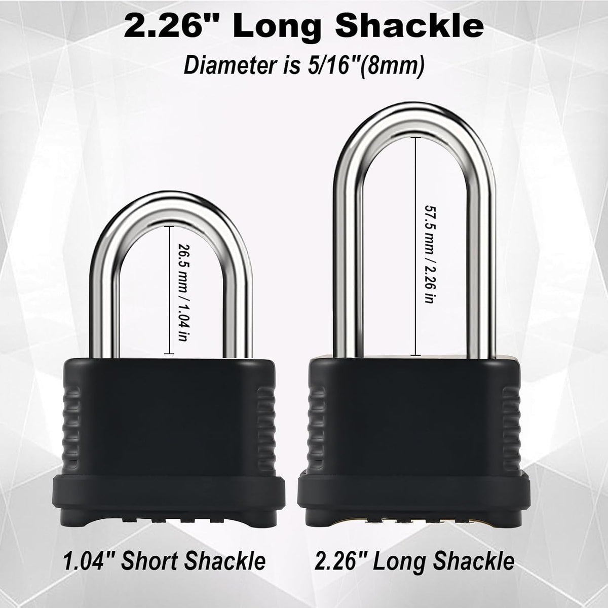 4 Digit Heavy Duty Combination Lock - 105mm Long Shackle Weatherproof Combination Padlock, Outdoor Combo Lock for Storage Units, Gym Lockers, Fence Gates & Shed Doors - Black (2pcs, Long Shackle)