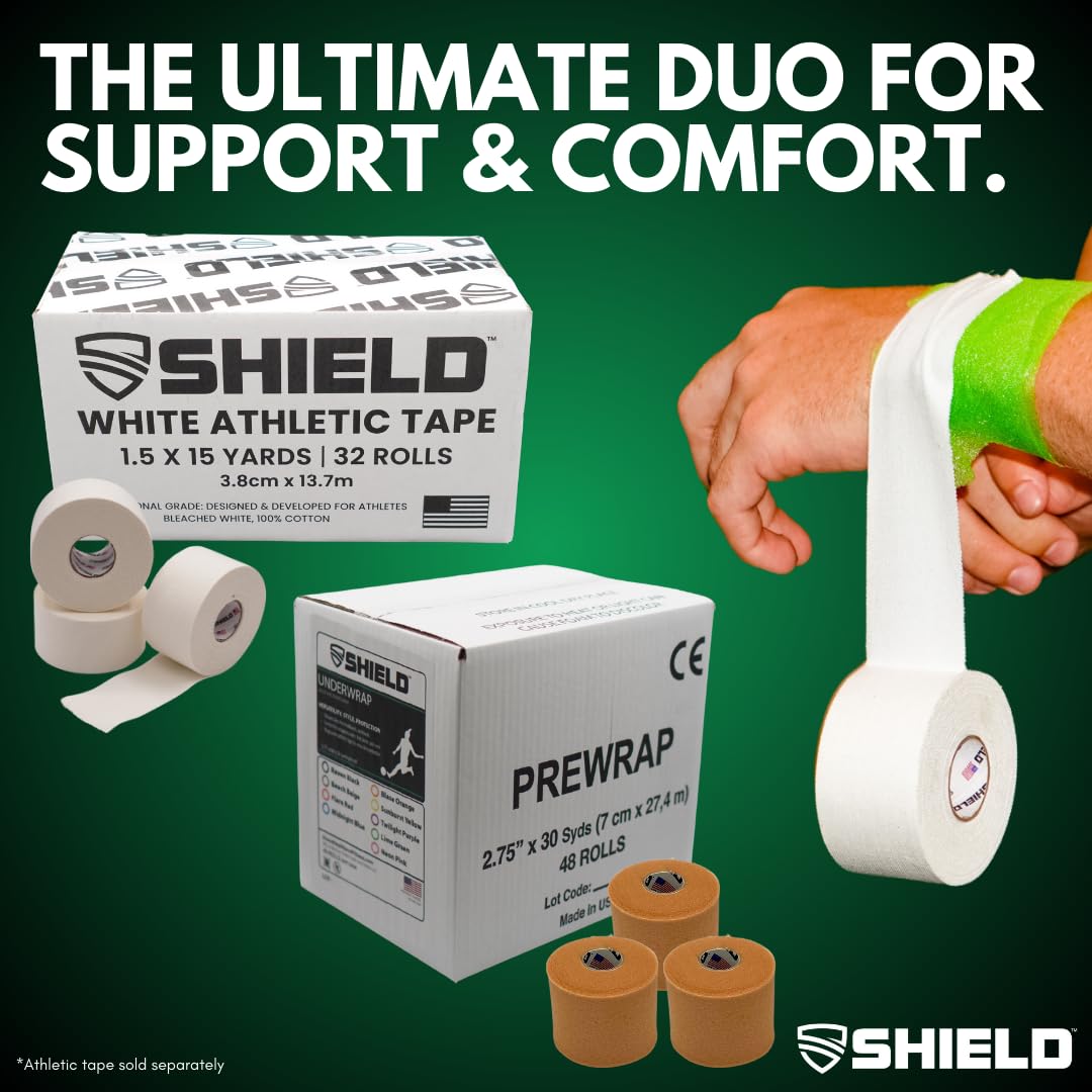 SHIELD | 3-Pack Athletic Tape – 1.5 Inches x 15 Yards - Made in USA, Easy Tear, Rigid, Very Strong. First aid, Injury- Athletic, Medical,Therapy Trainers (Black)