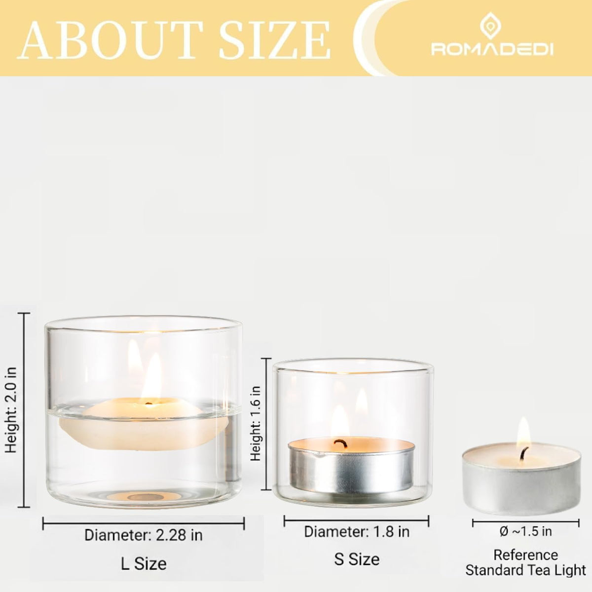 Romadedi Votive Tealight Candle Holders - 12 pcs Clear Glass Tea Light Holders Bulk Small Table Centerpieces Wedding Decor Party Dinner Home Decorations Festivals Christmas