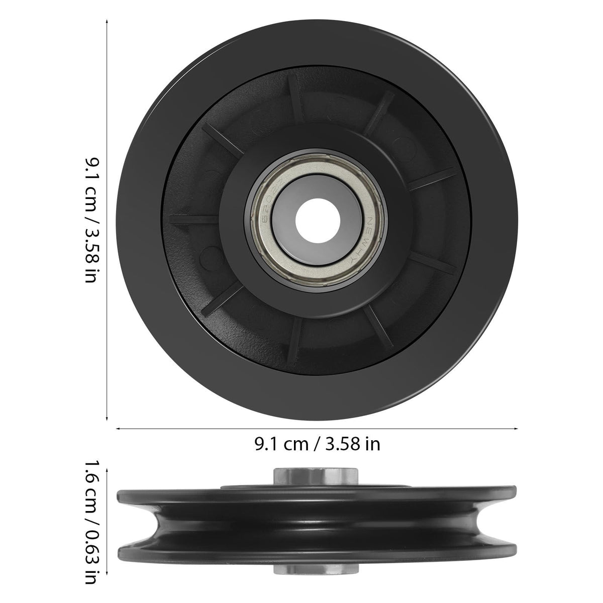 Mipcase 2 Pack Fitness Pulley Wheels 3.58 Inch Nylon Bearing Replacement for Gym Cable Pulley System Heavy Duty Smooth Exercise Equipment Parts