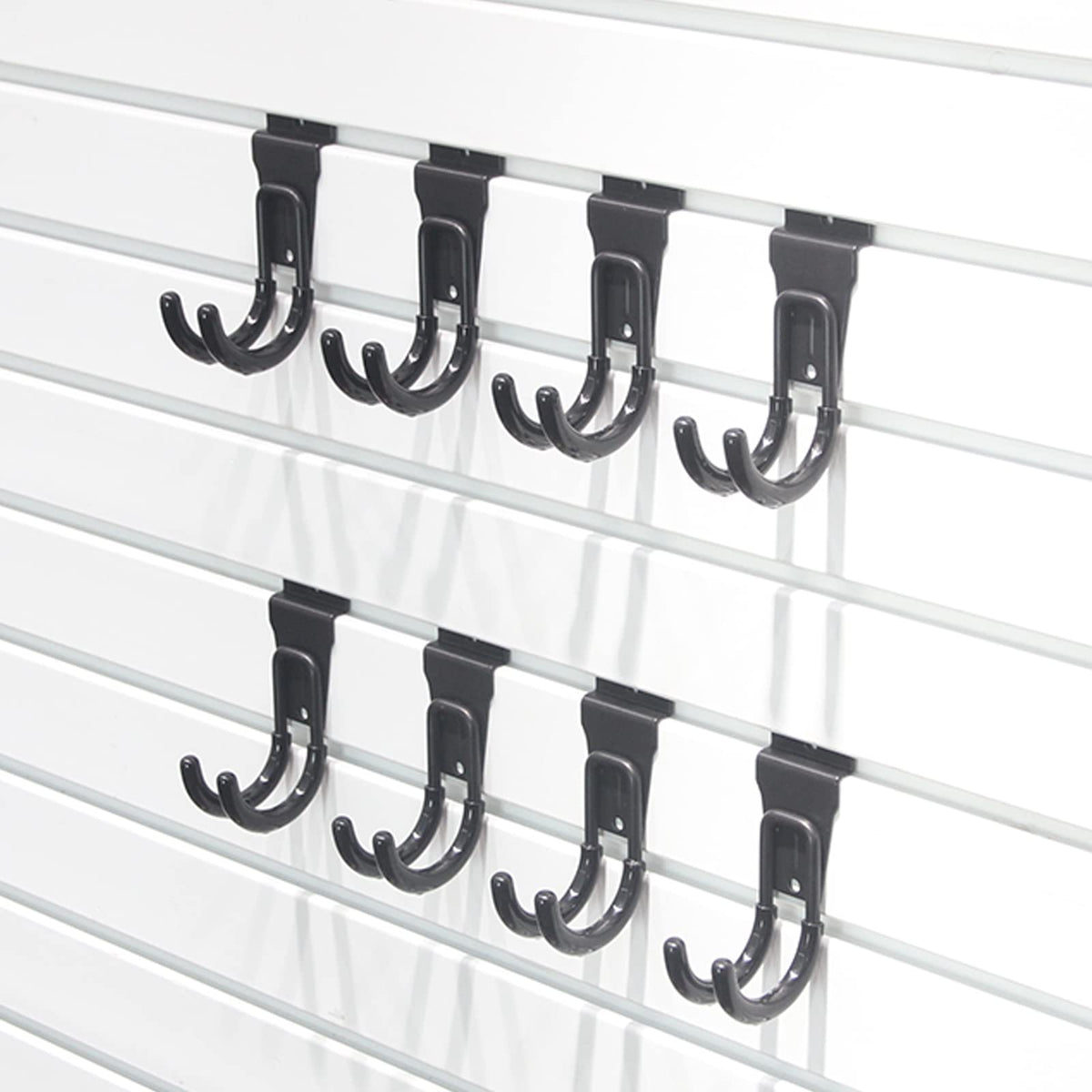 ATOOLA Slatwall Hooks, Heavy-Duty Slatwall Accessories, Black Slat Wall J Hooks, 8 Pack