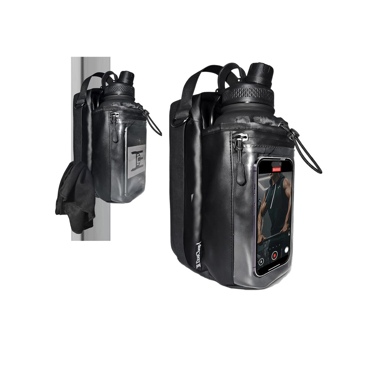 EC Ecoclasp Magnetic Gym Bag Water Bottle Holder Small Bag for Men, Gym Gifts, 11LB Strong Grip Waterproof 900D with Towel Accessories