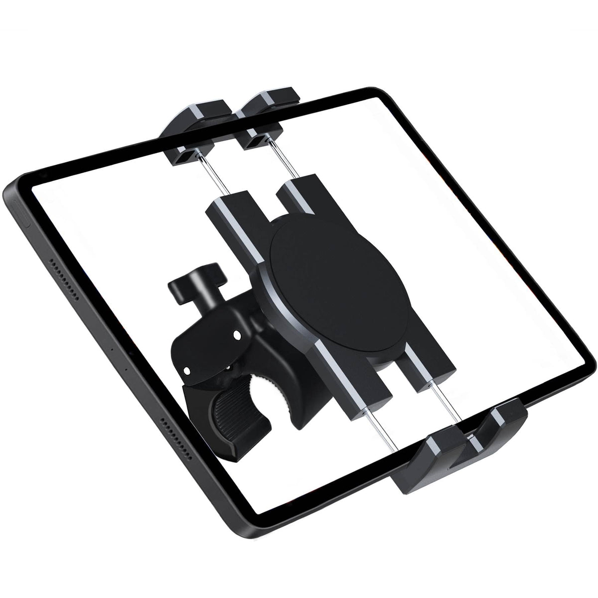 Timewall Tablet Phone Mount with Clamp, Universal iPad iPhone Holder Stand for Spin Bike, Stationary Exercise Bicycle, Treadmill, Elliptical, Mic Stand, Boat, Handlebar, Fits 5-12.9" Tab Phone