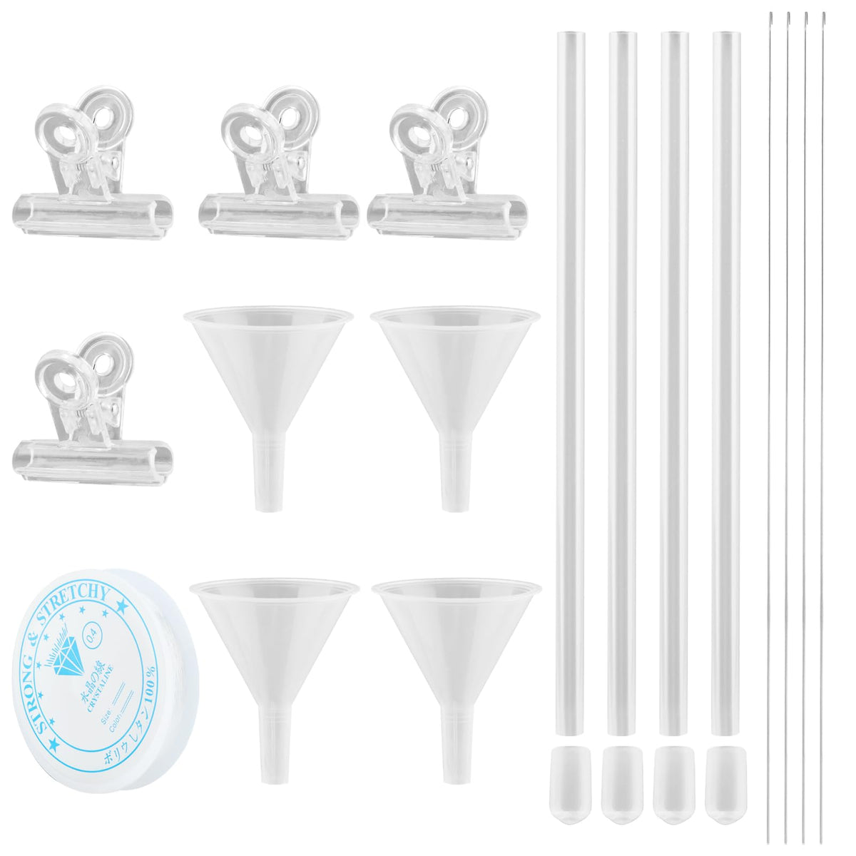 LVOERTUIG Beading Funnel, Clay Beads Bracelet Making Kit, 4 Pcs Beading Funnel Bead Bracelet Kit for Jewelry Making Clay Beads Bracelets Making with Beading Funnel, Beading Needles, Clip