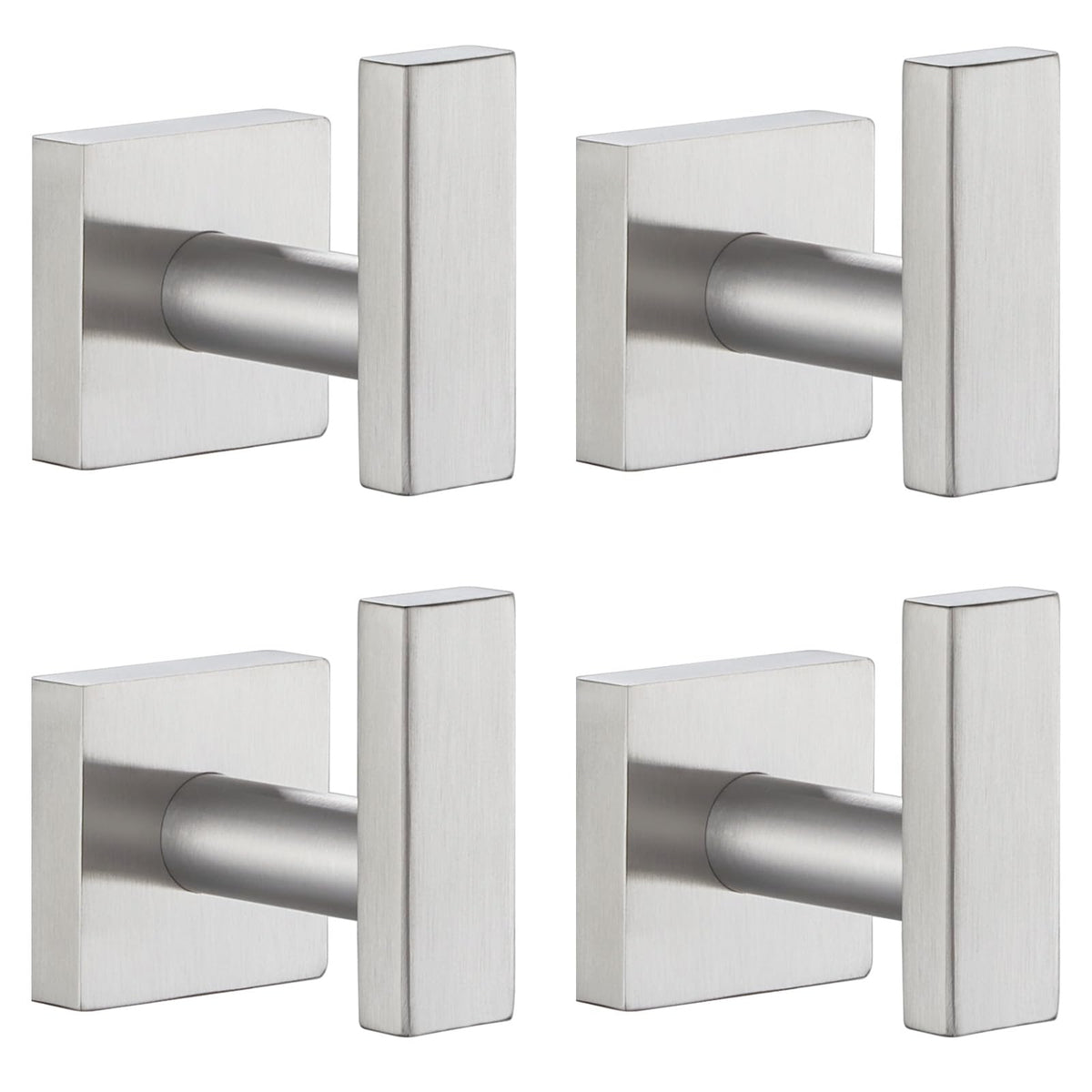 Angle Simple Towel Hooks for Bathroom, SUS304 Stainless Steel Robe Coat Hook Wall Mount, Brushed Nickel, 4 Pack