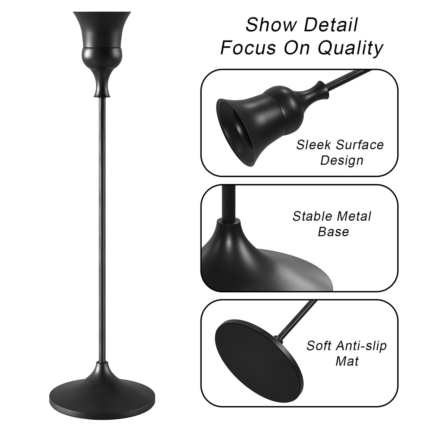 Showin Candlestick Holders Black, 3 Packs Taper Candle Holder for Candlesticks, Candle Sticks Holder Decor for Home Decor
