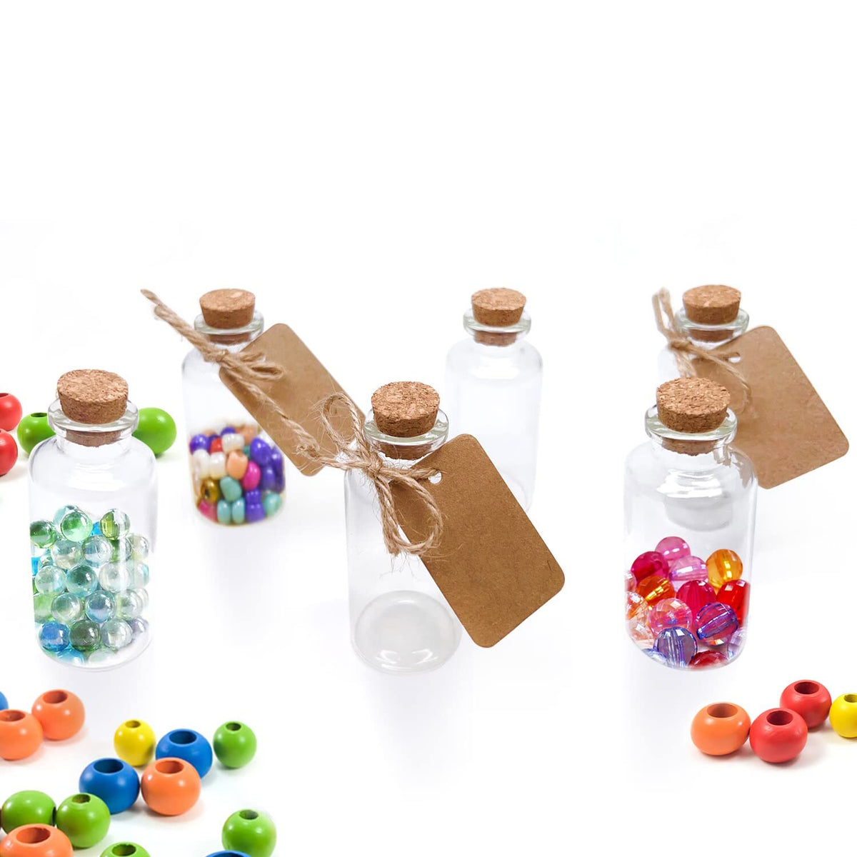 Goiio 80 Pack 20 ML Glass Bottles with Cork Stoppers Mini Small Glass Bottles, for Wedding Favors, Crafts Home Decorations