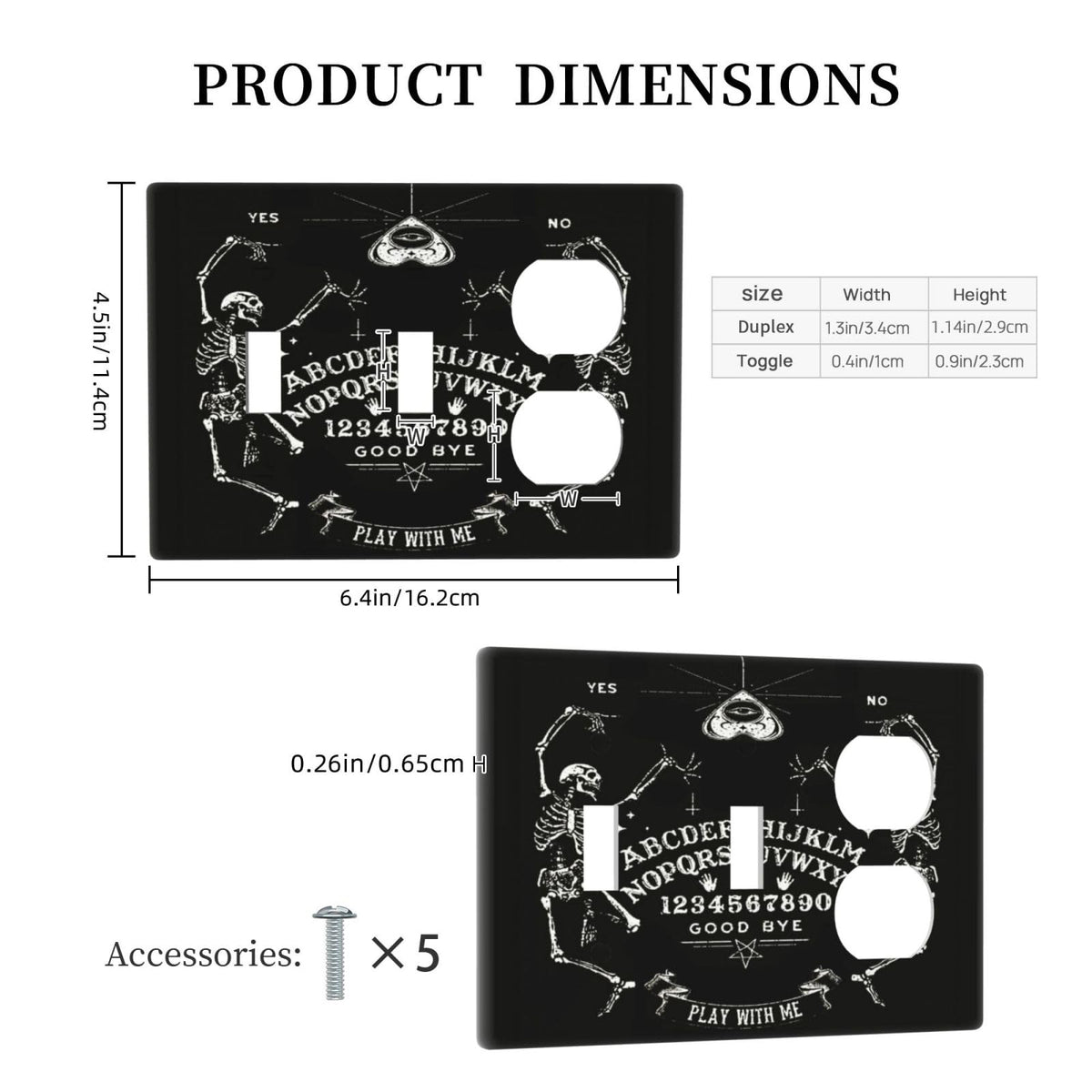 Gothic Skull Mysterious Skeleton 3 Gang Combination 2 Toggle 1 Duplex Receptacle Outlet Covers Light Switch Cover Combo Wallplate Decorative Faceplate