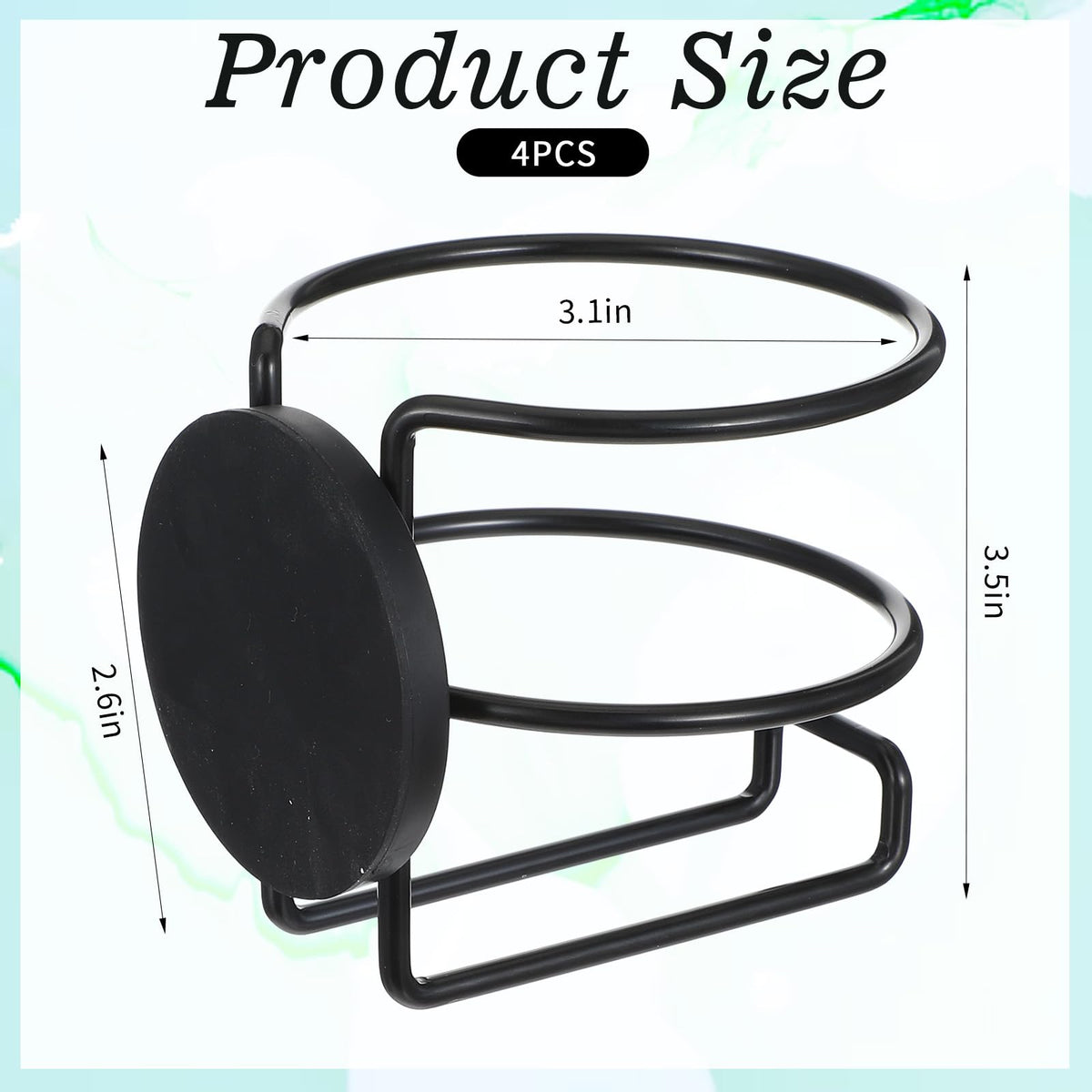 4 Pack Magnetic Cup Holders, Portable Metal Drink Holder with Magnetic Base, Bottle Holder for Refrigerator, Treadmill, Tractor Mower, Truck, Boat, Car (Black)