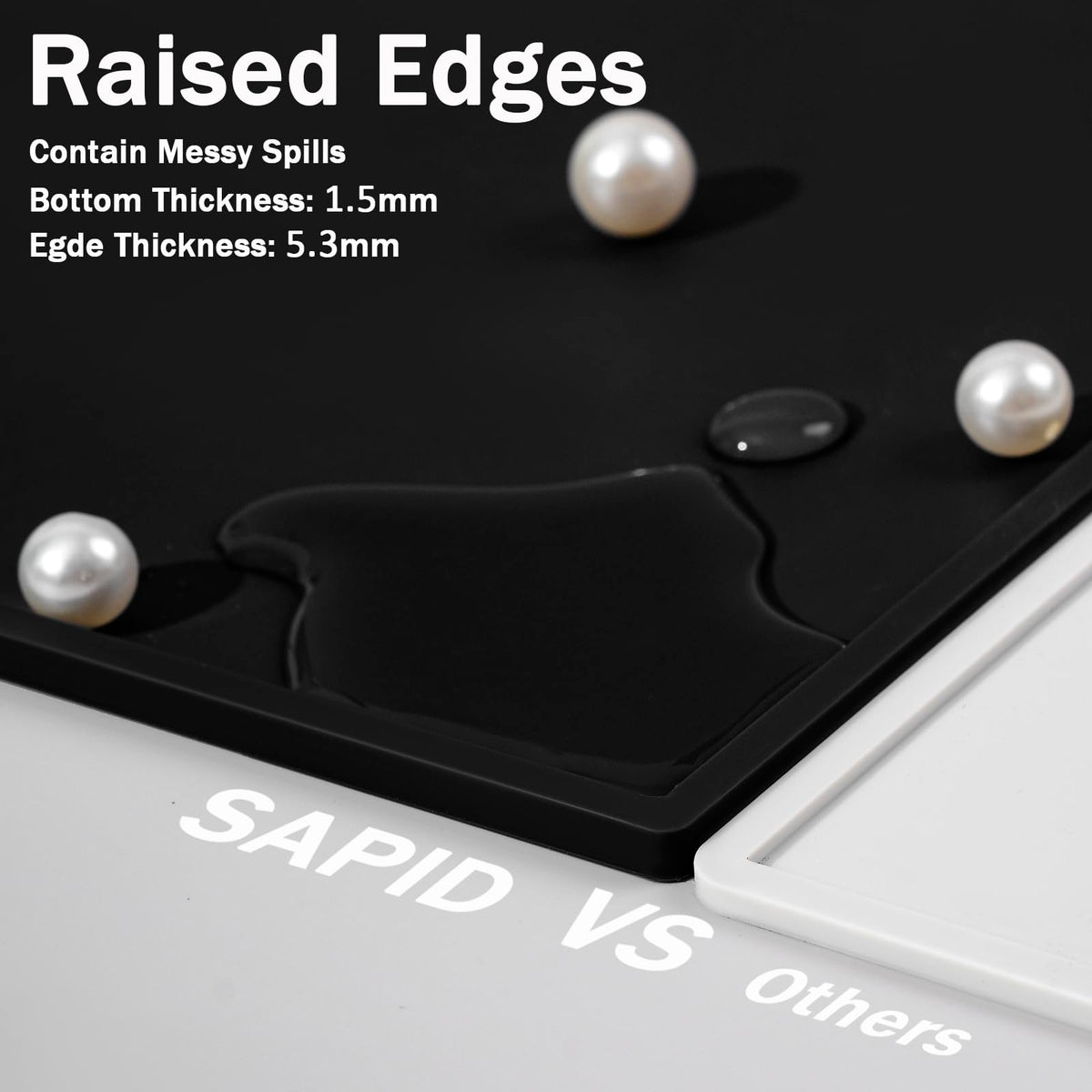 SAPID 32"x24" Extra Large Silicone Mat With Raised Edge, Rolled-Up Silicone Mats For Kitchen Counter Heat Resistant Silicone Mat With Lip, Thick Countertop Protector Mat,Silicone Mats For Crafts,Black