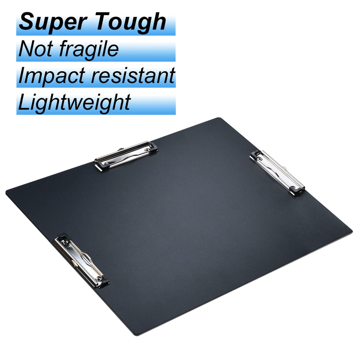 Acocony 11x17 Clipboard Three Clip Super Tough Extra Large Clipboard PP Plastic Not Fragile 11 x 17 Clipping Board Black Pack of 2