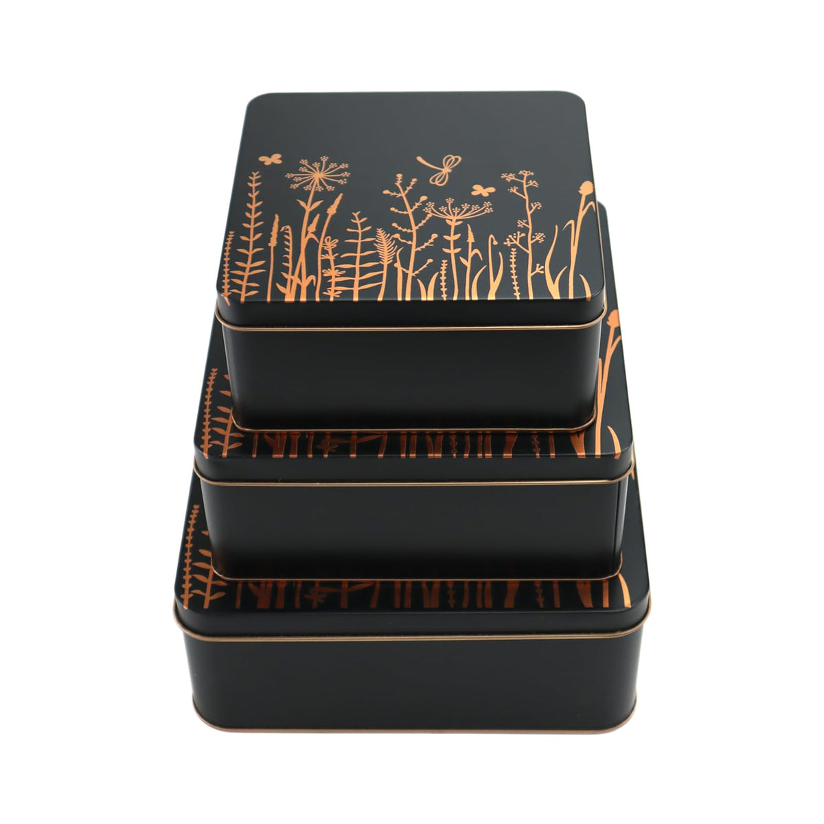 PHILPETY Decorative Storage Box Rural Tin Gift Box Tinplate Candy Cookie Jars Square Storage Containers with Lids for Chocolate Candy Tea Coffee Cosmetics Jewelry Photos Gift Case 3Pcs