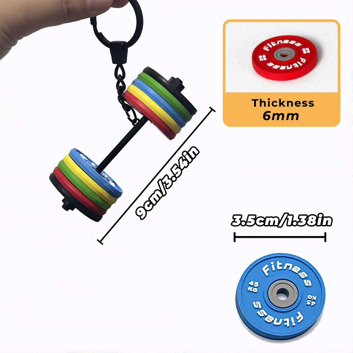 Levesica Fitness Keychain Gym Mini Barbell Keychain Weightlifting Keyring Silicone Motivational Weightlifting Gifts for Boyfriend Girlfriend, Gifts for Personal Trainer