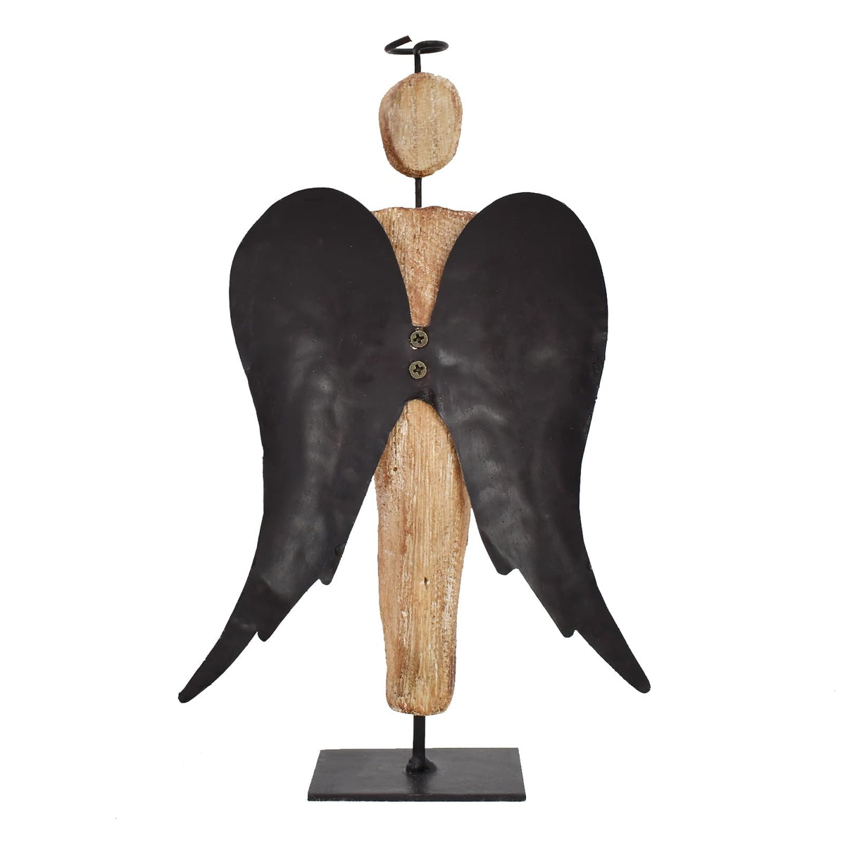 Veclotch 8.25“H Rustic Wood Angel Figurine Hand Craved Sculpture Table Top Decoration Farmhouse Statue Home Decor Memorial Gift