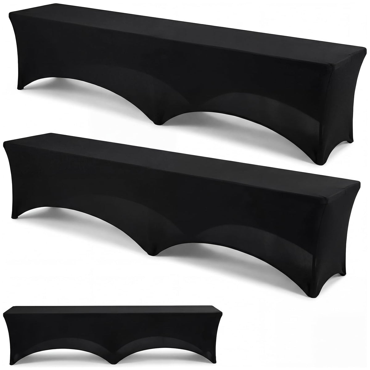 Hillsuren 2 Pack Black 6ft Stretch Bench Covers Folding Bench Cover Spandex Chair Cover Wrinkle Resistant Removable and Washable Chair Covers for Weddings Party Craft Show Display Events
