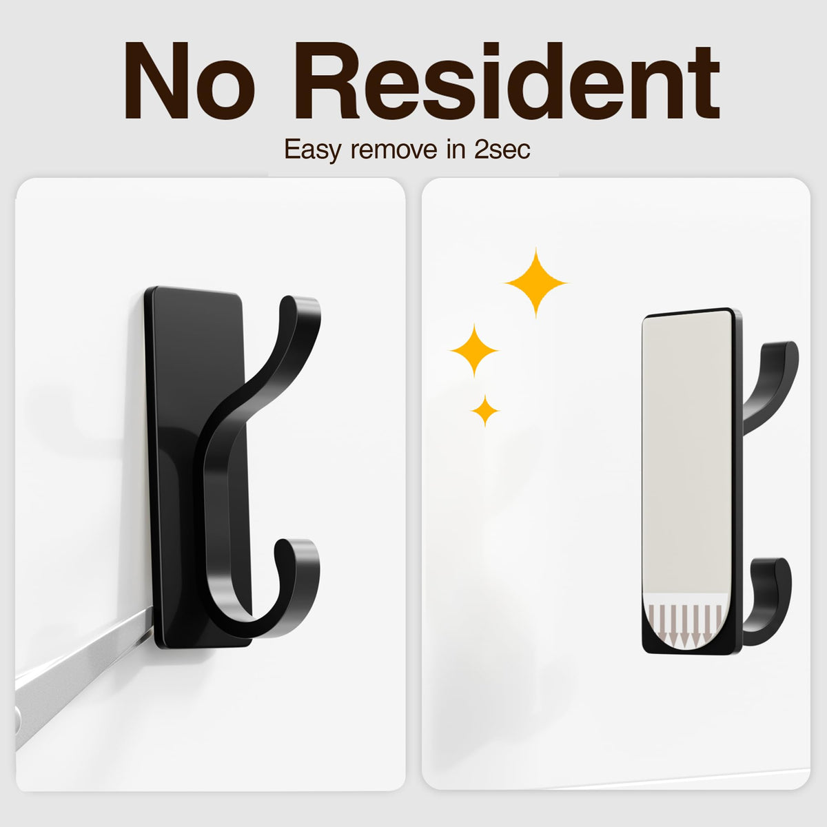 pickpiff Wall Hooks with Adhesive Strip - Easy to Remove, No Residue, Strong Heavy Duty Sticky Towel Hook, 8 Pack Black