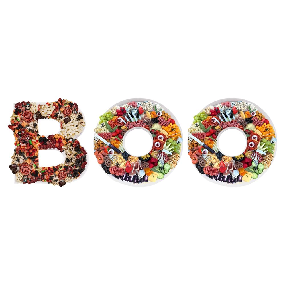 WENPACK 12" BOO Fillable Letter Shape Charcuterie Board Paper Mache Happy Halloween Tray Candy Sweet Cardboard Container Decorative Box