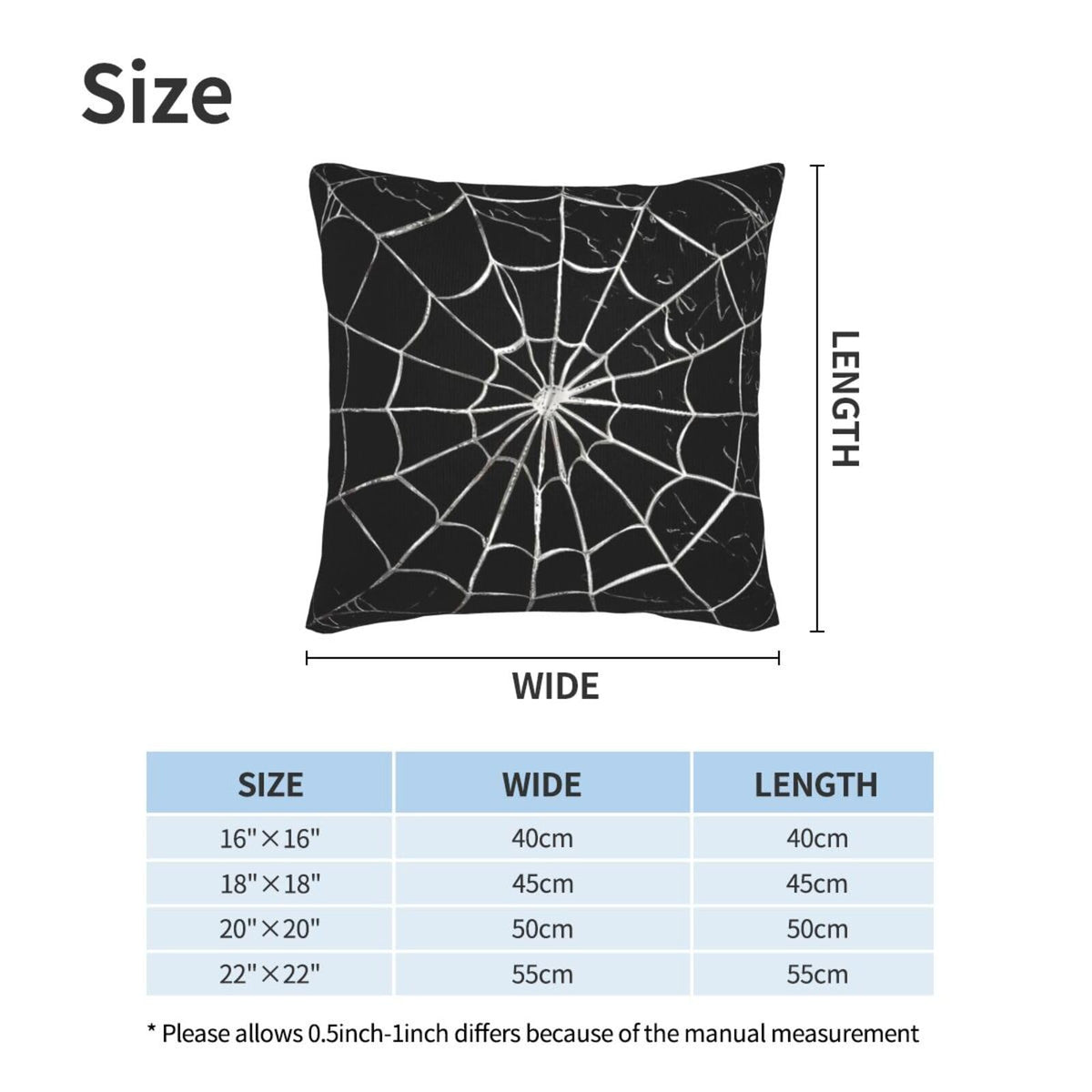 Jbofyee Black and White Spider Web Throw Pillow Cover 20x20 Inch Halloween Spiderweb Decorative Pillow Cases Soft Throw Pillows for Living Room Bedroom Sofa Couch Cushion Cover Set of 2