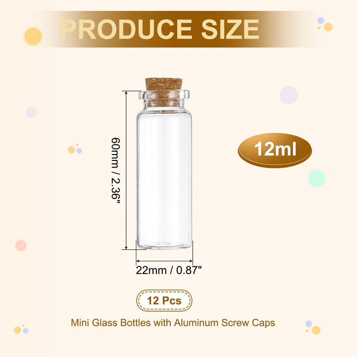 uxcell 12Pcs Glass Vials Small Bottles, 12ml DIY Decoration Glass Jars with Cork Stopper for Crafts Art Craft Sample Bottle Storing Beads Wedding Favors Decorations