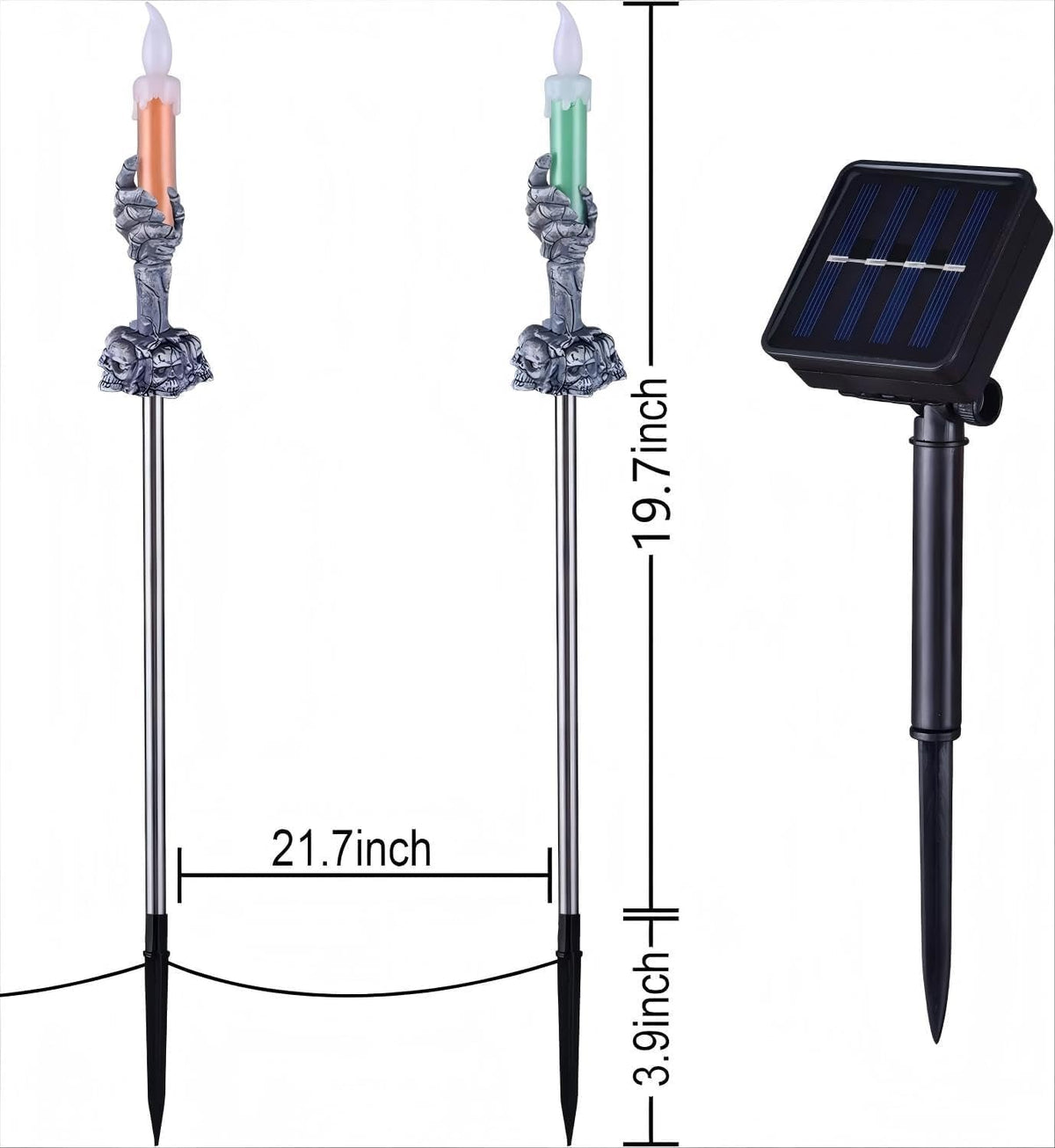 ILLUMINEW Halloween Pathway Lights, 5 Pack Candle Skull Hand Candle Holder, Waterproof Solar Halloween Led Lights, Indoor and Outdoor Party Home Garden Porch Decoration