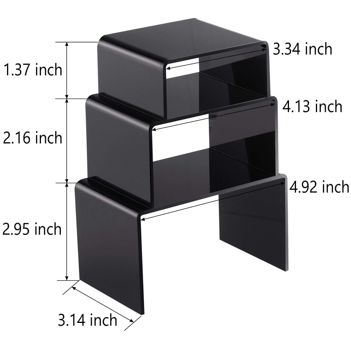 Chuangdi 2 Sets Acrylic Display Risers, Product Stand, Jewelry Display Riser Shelf Showcase Fixtures for Dessert Cupcake Candy Figure Treat Action Showcase(Black,Small Set)