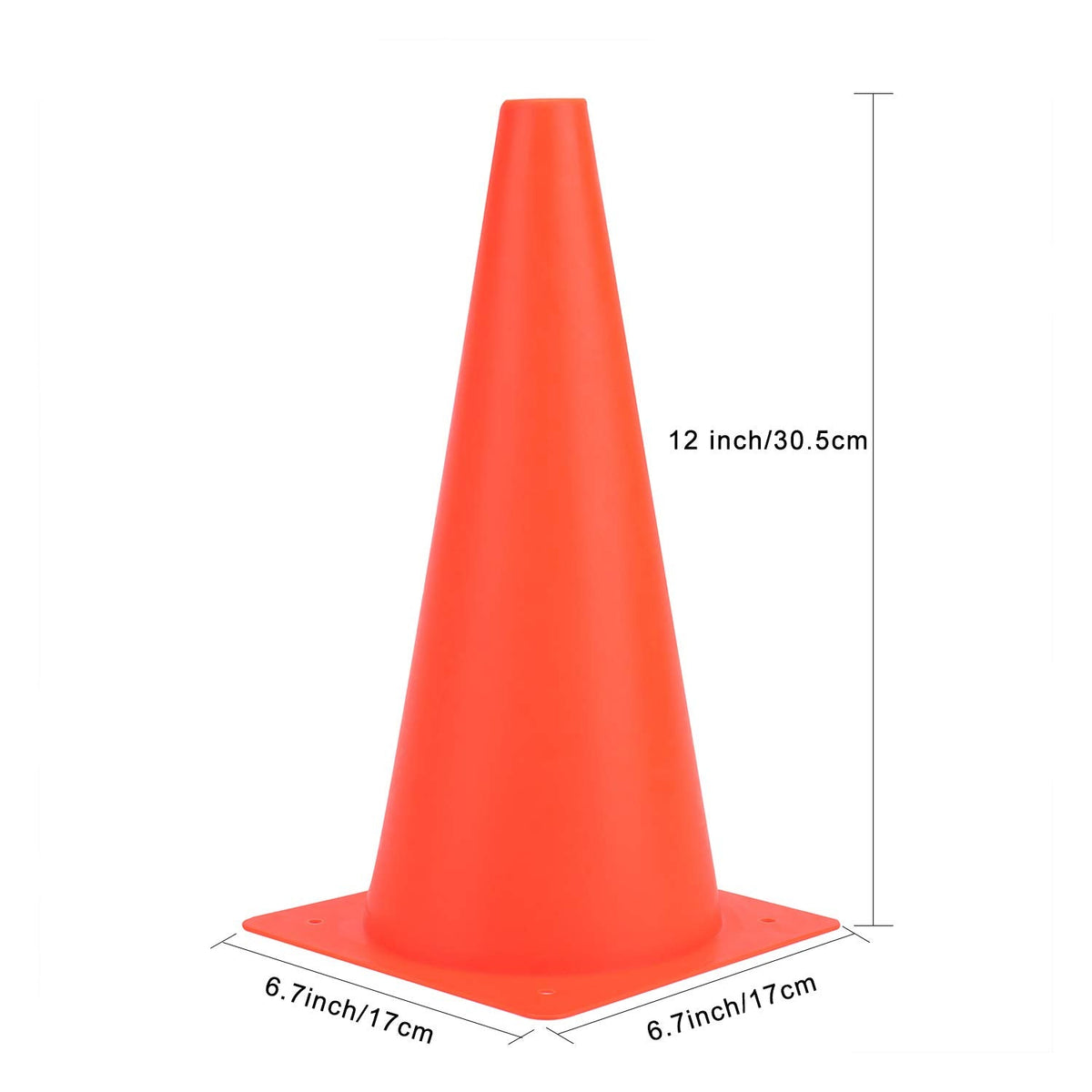 12 Inch 12 Pack Orange Traffic Training Cones, Plastic Safety Parking Cones, Agility Field Marker Cones for Soccer Basketball Football Drills Training, Outdoor Sport Activity & Festive Events