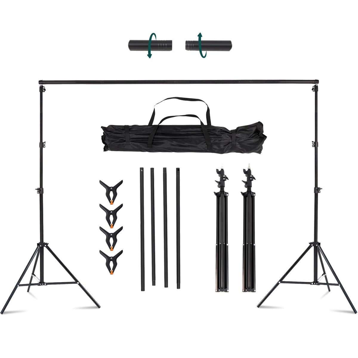 Kate Photo Backdrop Stand 10x8.5ft Adjustable Background Stand Kit for Photography (Indoor/Outdoor) and Party Decorations, Maximum Load 5kg/11lb