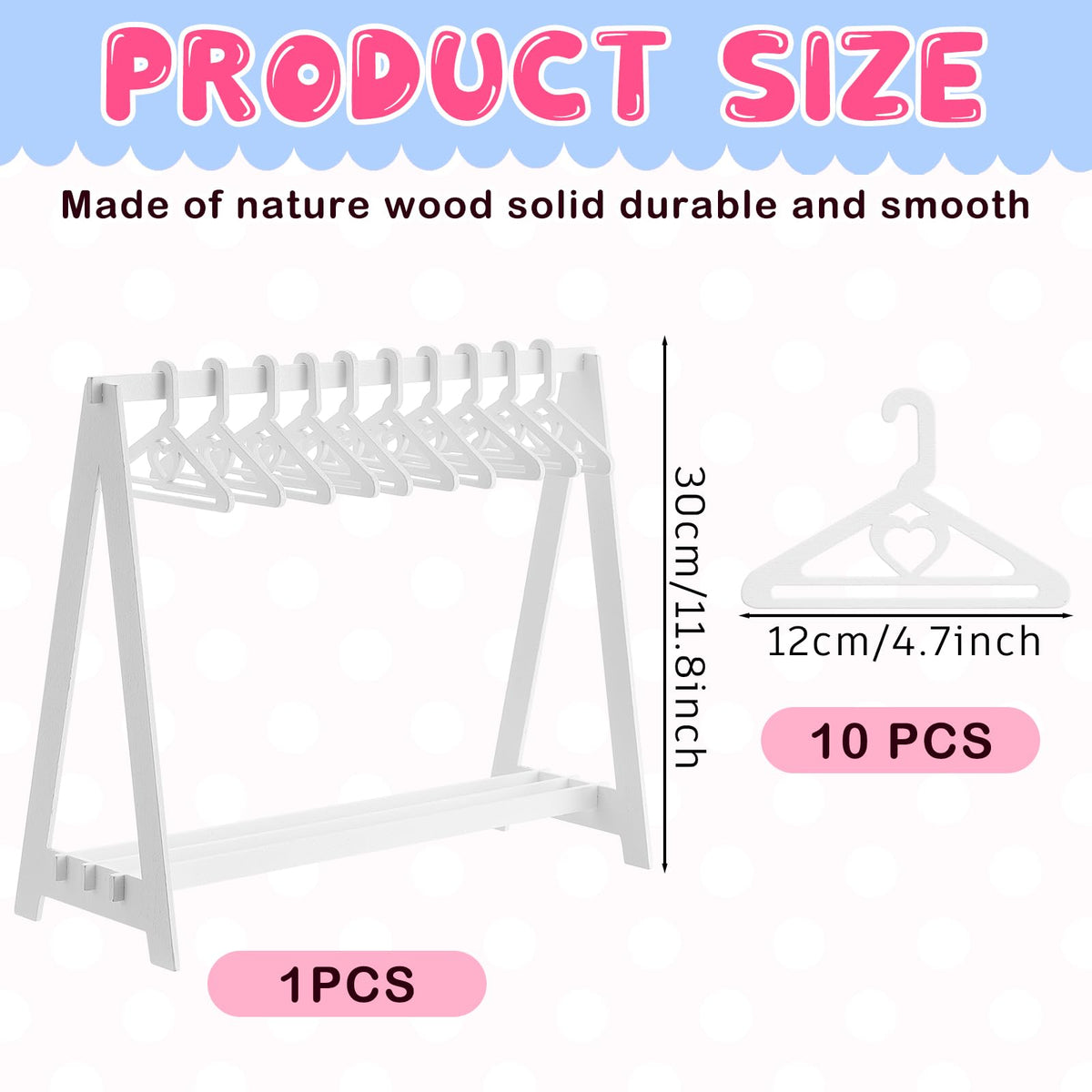 Bucherry Mini Cookie Rack Cookie Bag Display Stand with 10 Mini Hangers Doll Garment Rack Decorative Biscuit Hanger for Tea Parties Family Gatherings Children's Parties, Doll Party Supplies
