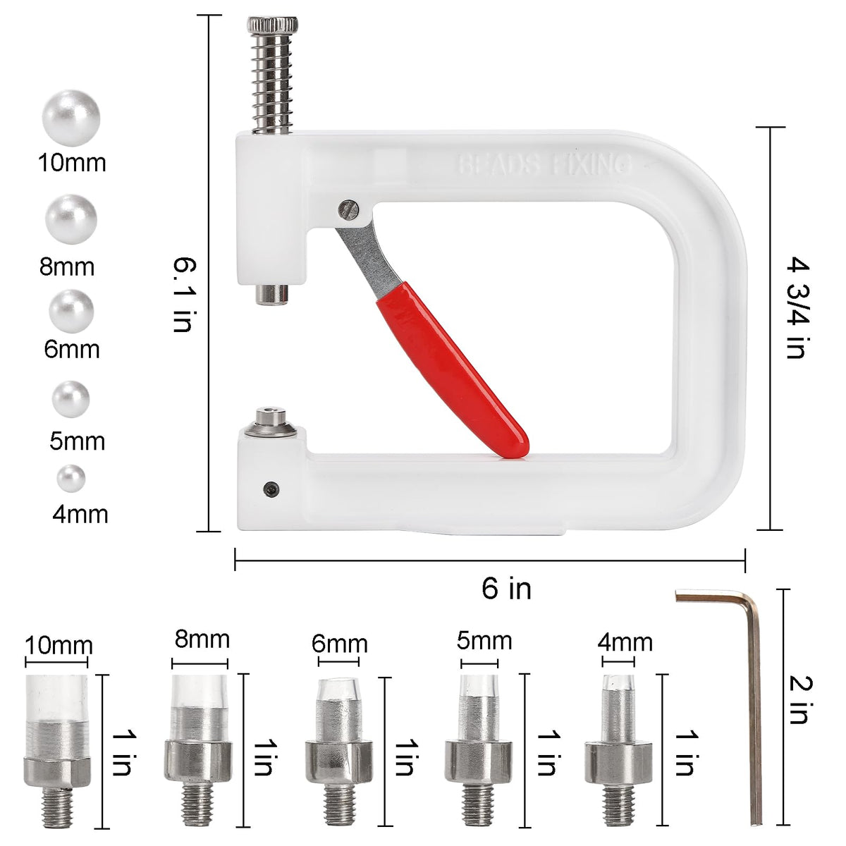 Okllen Pearl Handmade Setting Machine, Beads Rivet Fixing Machine with 5 Sizes, Round Pearl Beads Rivet Studs for Hats, Shoes, Clothes, Bags, Skirts, Beads DIY Accessories
