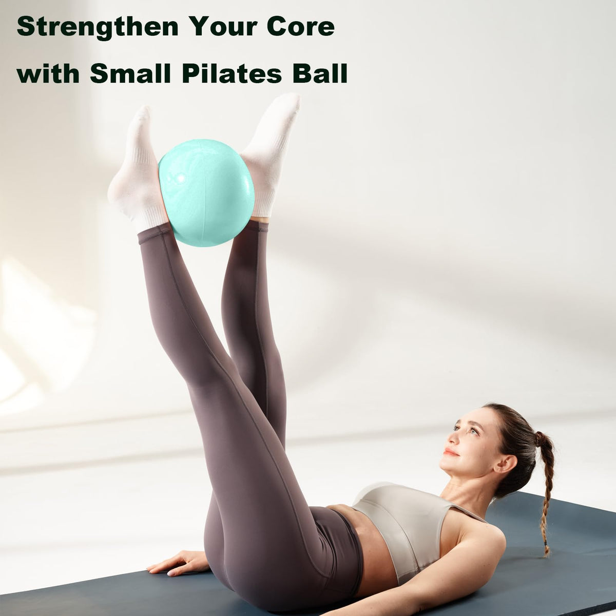 RYTMAT Small Pilates Ball 9.8 Inch Slip Resistant Exercise Ball for Home Gym Yoga, Fitness, Physical Therapy, Stretching & Core Strength Workout - Green