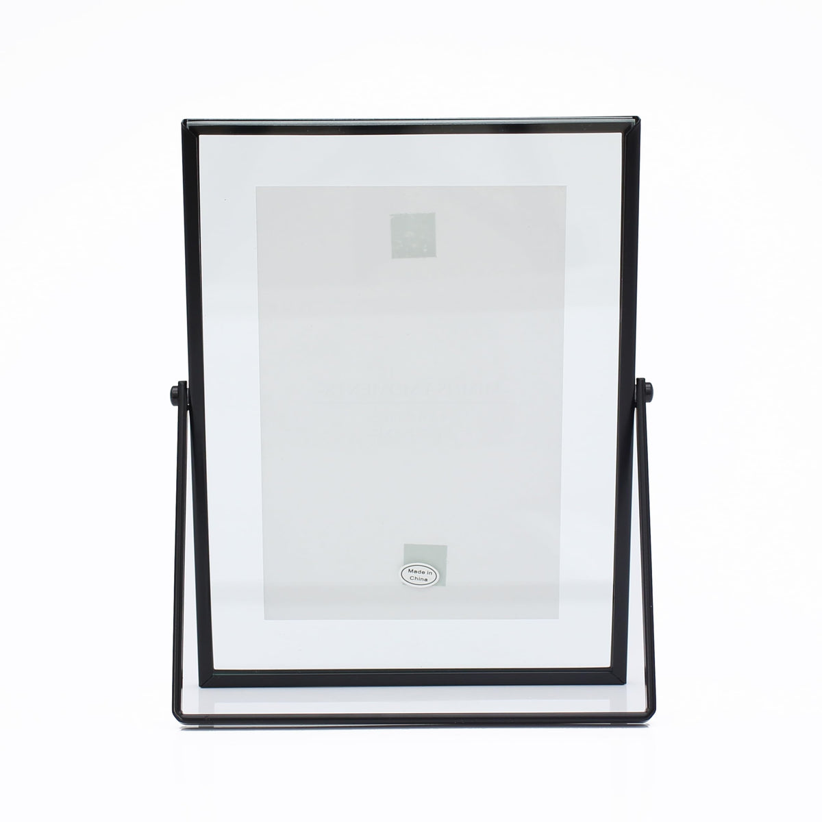 MIMOSA MOMENTS 5x7 Black Metal Floating Picture Frame, Double Glass Tabletop Display, Modern Minimalist Photo Frame for Home & Office Decor