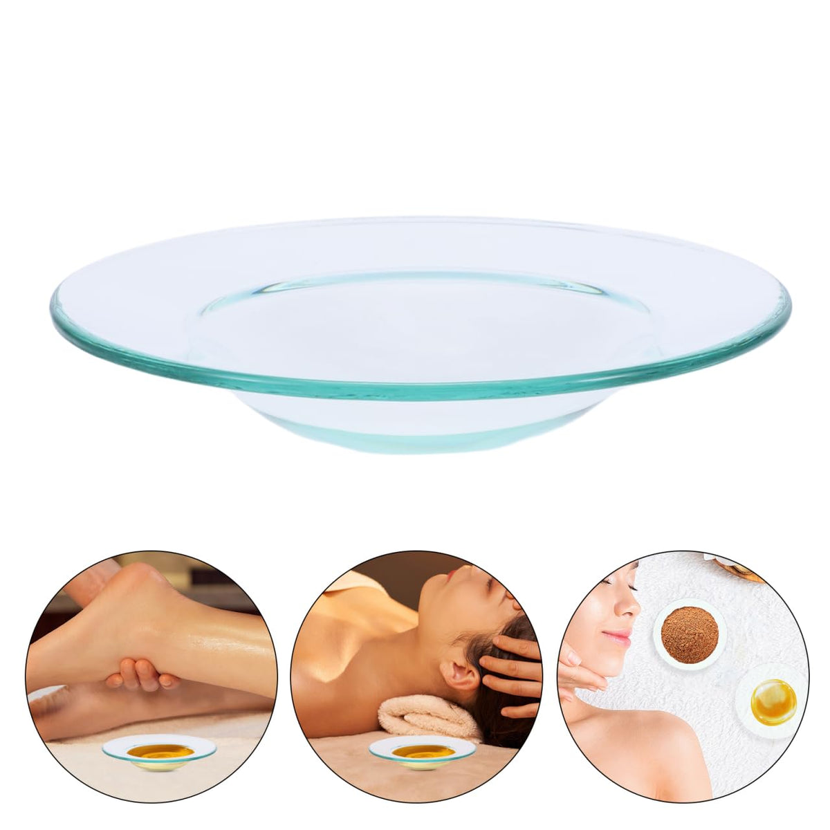 HOMSFOU 2pcs Replacement Round Clear Glass Dish, Wax Melt Candle Plate Tray Lid for Aroma Lamp, Electric Oil Tart Warmer