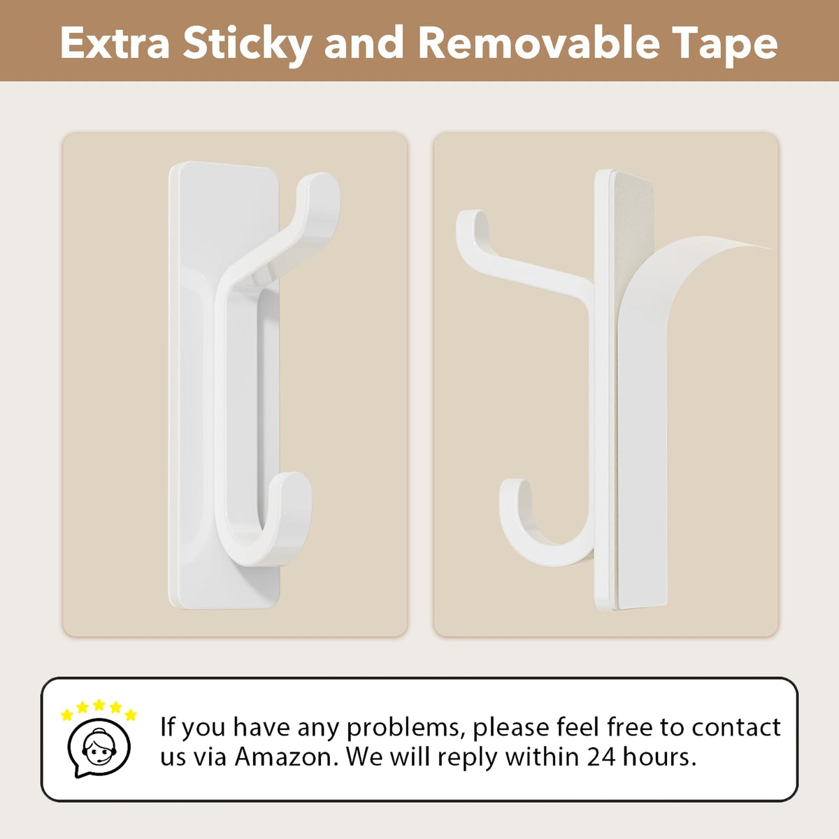 pickpiff Wall Hooks for Coat and Towel: 13LB Strong Adhesive Door Hanger Stick on, White 6 Pack