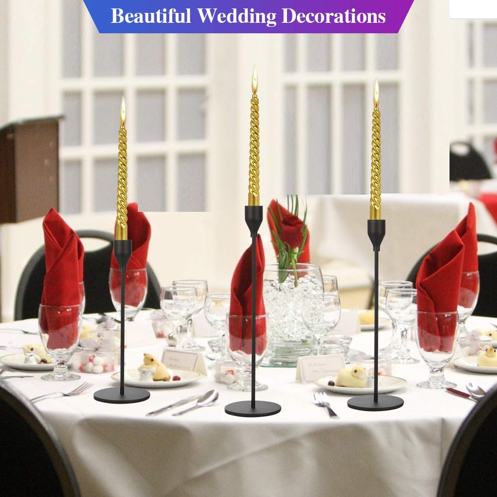 Anndason Set of 6 Black Taper Candle Holders Decorative Candlestick Holder for Home Decor, Wedding, Dinning, Party, Anniversary (Black)
