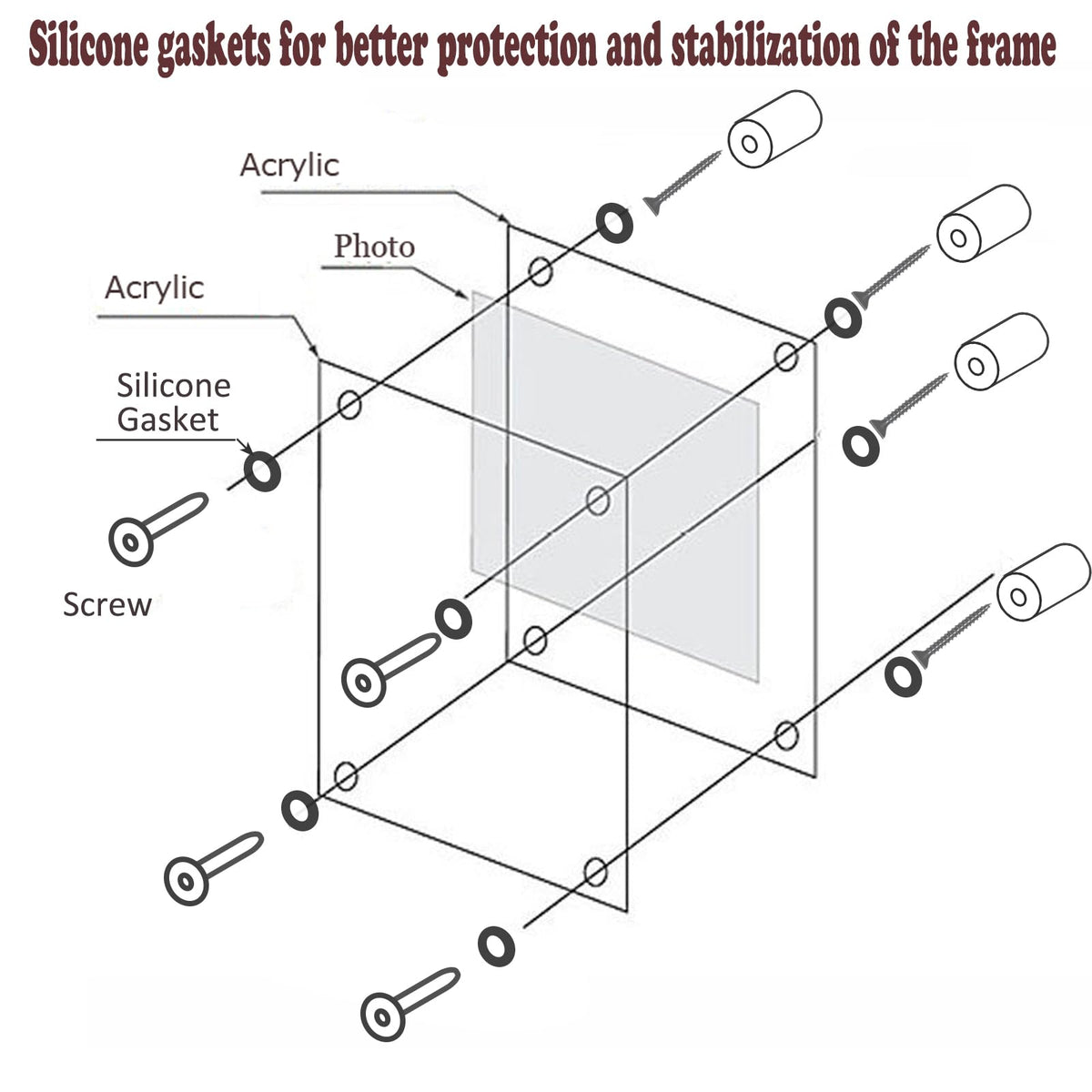 BFRed Acrylic Photo Frame 8.5X11in Brackets, Clear Picture Frames for Wall, Frameless picture Frames Lucite Transparent Square Cubes Floating Hanging Photo Frame