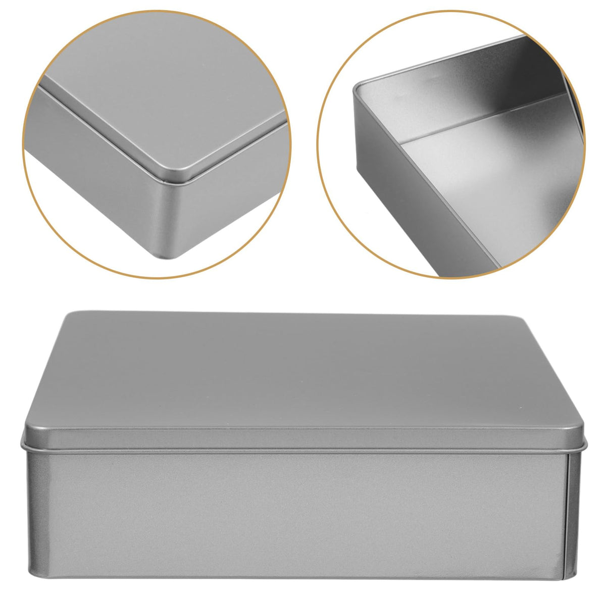 ABOOFAN Square Tinplate Storage Box 7.87X7.87X2.16In Decorative Reusable Candy Cookie Tin for Party Favors Festival Organizing