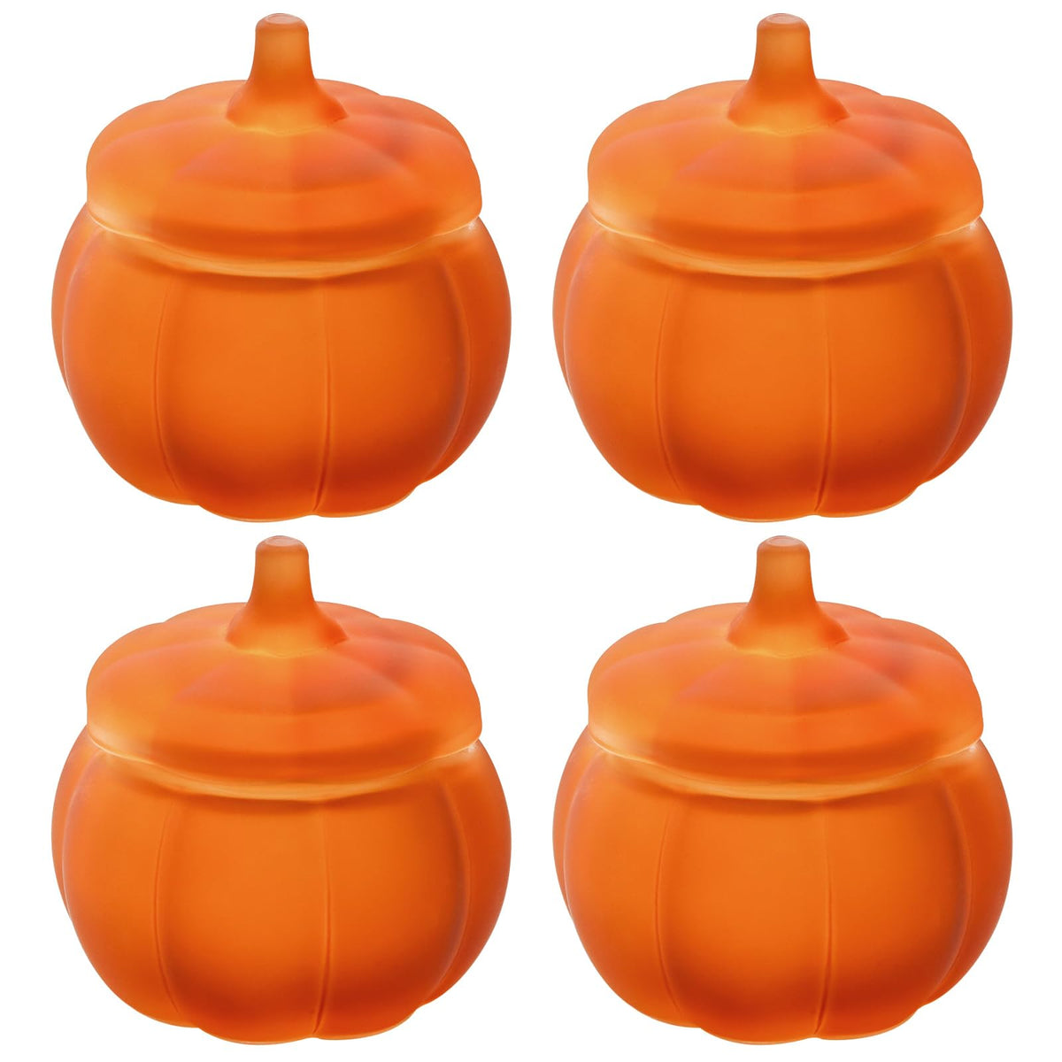 SYFURNIX Pumpkin Candle Jar for Making Candles, 4PCS Orange Glass Candle Jars with Lids, Small Candle Containers for DIY Candle Gifts Halloween Fall Thanksgiving Table Decorations
