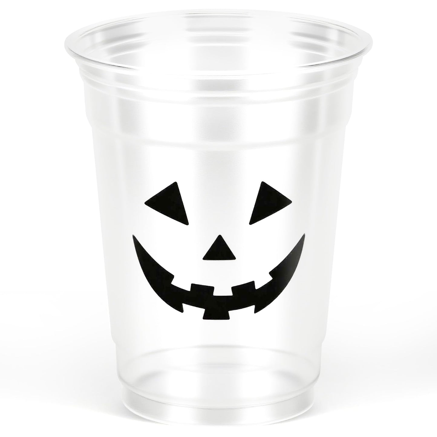Pumpkin Face Plastic Cups Halloween Scary Disposable Party Cup Jack O Lantern 12oz Clear Cups for Candy Beverage Snacks October Trick or Treat Party Supplies (50)