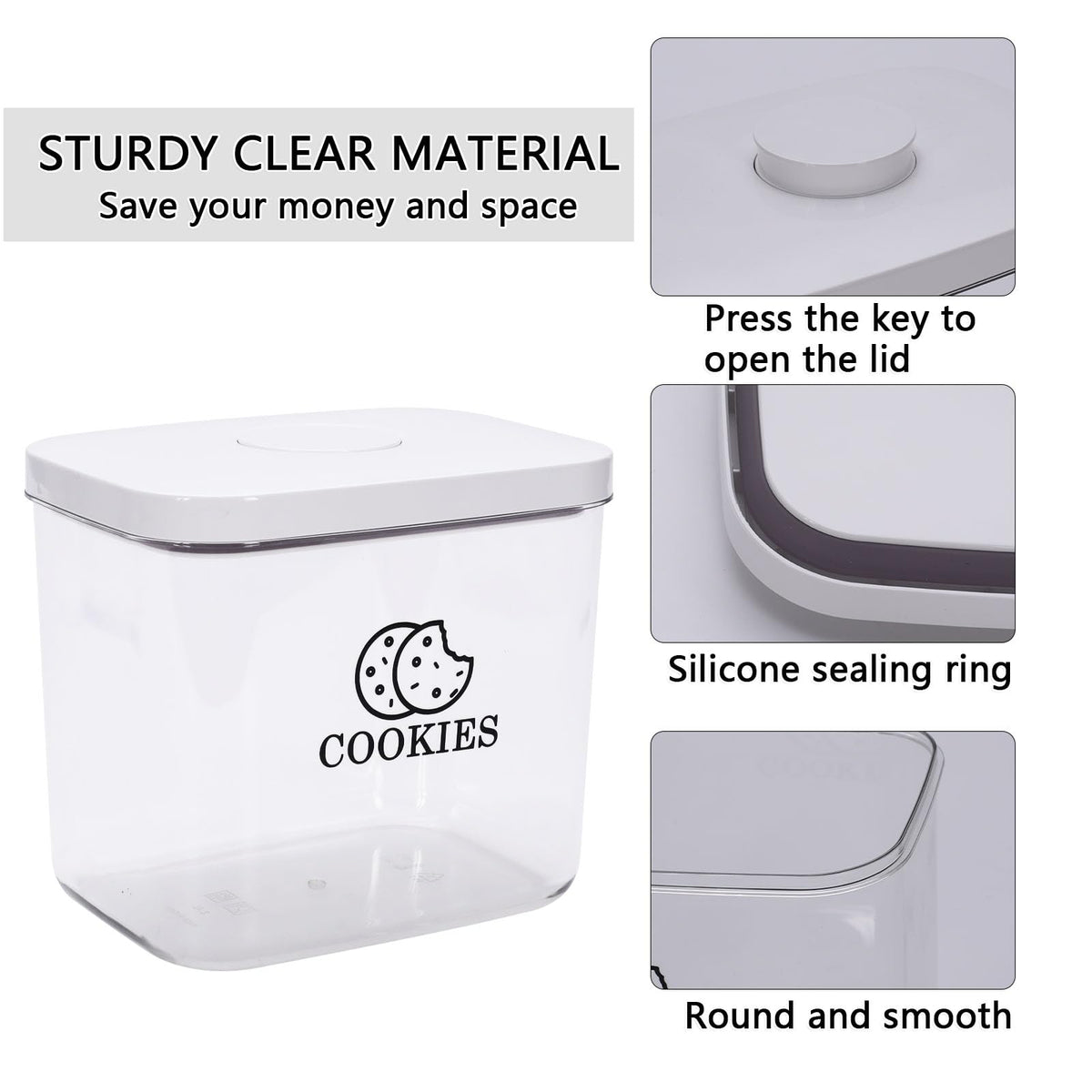 Duimbok Cookie Jar with Airtight Lid,Bread Box for Kitchen Countertop,Time Recording Bread Storage Container, BPA-Free Plastic Containers for Cookies, Homemade Bread, Toast, Bagel, Donut
