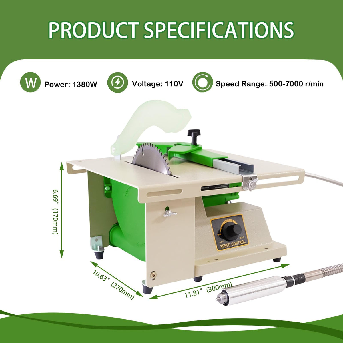 1380W Lapidary Saw Machine, 110V Adjustable Speed Lapidary Equipment with Water Cooling & Flexible Shaft, Gemstone Cutting, Grinding, Polishing for Jewelry DIY, Jade & Agate Craft