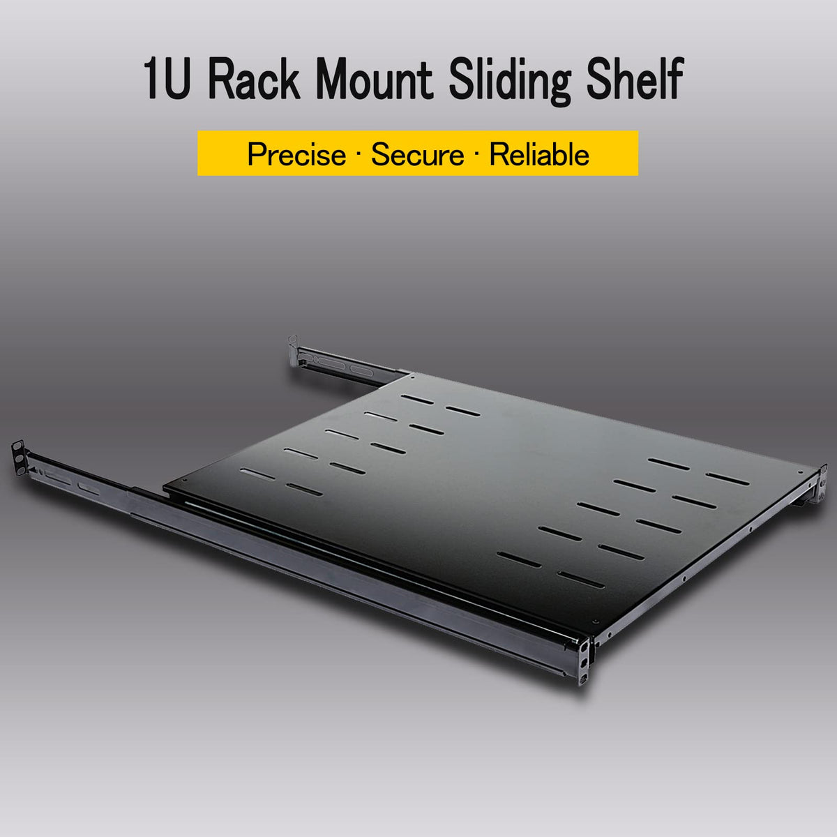 RAISING ELECTRONICS Sliding Fixed Rack Server Shelf 1U 19inch 4 Post Rack Mount-Adjustable 24inch-32inch